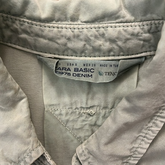 Zara Western Shirt Crystal Fringe Button Front Long  Sleeve Sage Green Small - Picture 4 of 10